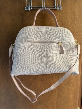 Brand new Woven Dome Satchel Italian leather Handbag in Blush